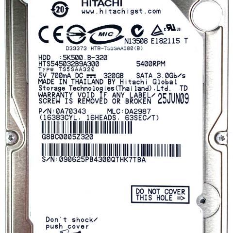 Hitachi HTS545032B9A300 25 Jun 2009