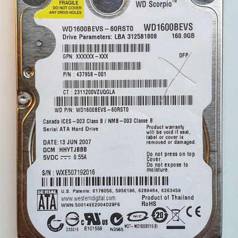 WD1600BEVS-60RST0