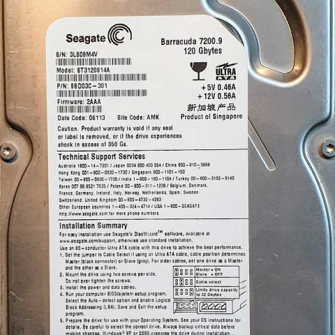 Seagate ST3120814A 3LSxx 14 Sep 2005