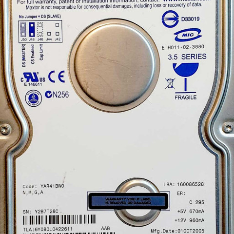Maxtor 6Y080L0 01 Oct 2005