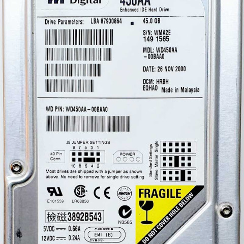 WD450AA-00BAA0 26 Nov 2000