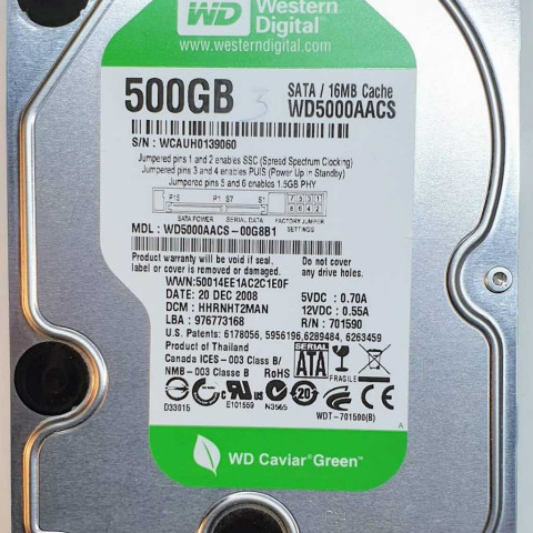 WD5000AACS-00G8B1 xxxT2xxx 20 Dec 2008