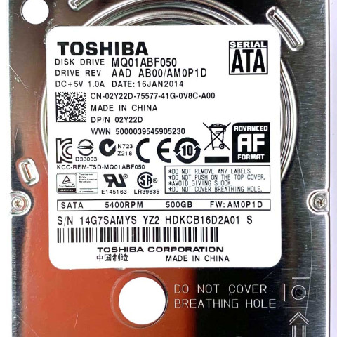 Toshiba MQ01ABF050 16 Jan 2014