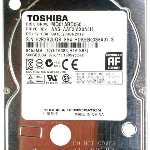 Toshiba MQ01ABD050 27 Jun 2012
