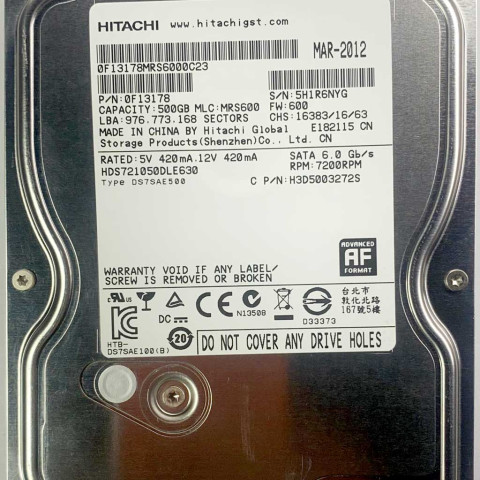 Hitachi HDS721050DLE630 Mar 2012