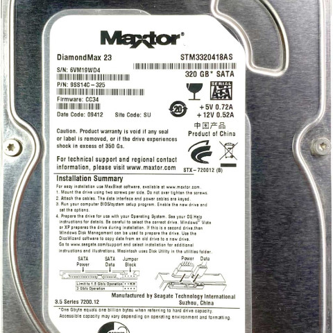 Maxtor STM3320418AS 12 Apr 2009