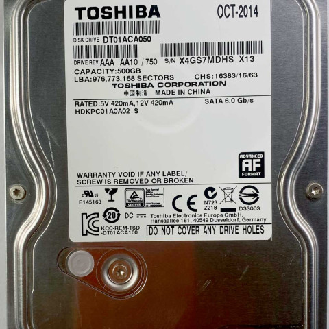 Toshiba DT01ACA050 16 Oct 2014