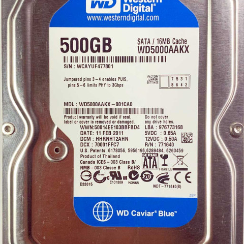 WD5000AAKX-001CA0 xxxT2xxx 11 Feb 2011