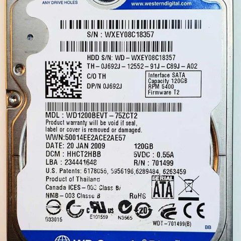 WD1200BEVT-75ZCT2 xxxT2xxx 20 Jan 2009