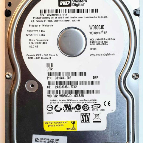 WD 800JD-60LSA5 xxxTJxxx 04 Feb 2007