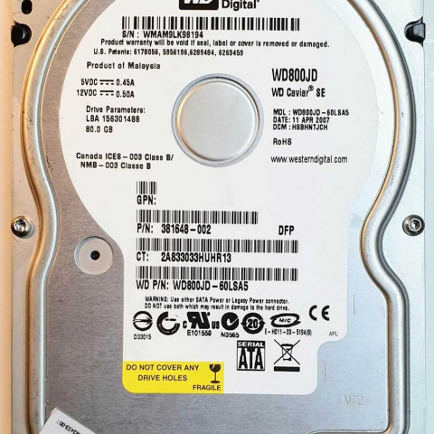 WD 800JD-60LSA5 xxxTJxxx 11 Feb 2007