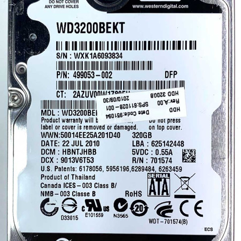 WD 3200BEKT-60V5T1 xxxTJxxx 22 Jul 2010
