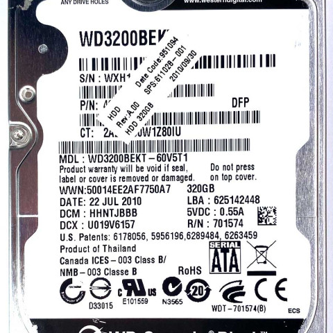 WD 3200BEKT-60V5T1 xxxTJxxx 22 Jul 2010