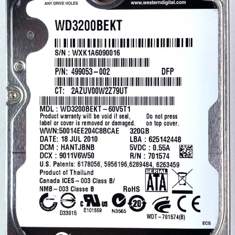 WD 3200BEKT-60V5T1 xxxTJxxx 18 Jul 2010