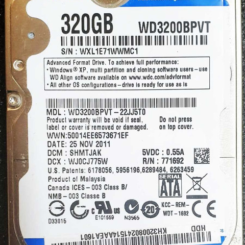 WD 3200BPVT-22JJ5T0