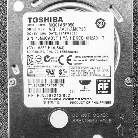 Toshiba MQ01ABF050 22 Apr 2015