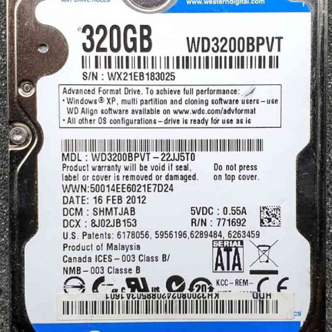 WD 3200BPVT-22JJ5T0 xxxTJxxx 16 Feb 2012