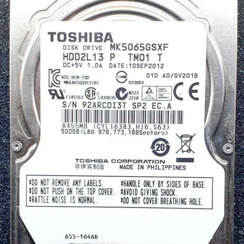 Toshiba MK5065GSXF 10 Sep 2012