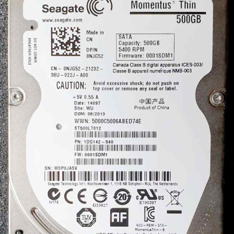 Seagate ST500LT012-1DG142 W3Pxx 31 Aug 2013