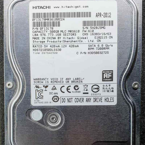 Hitachi HDS721050DLE630 Apr 2012