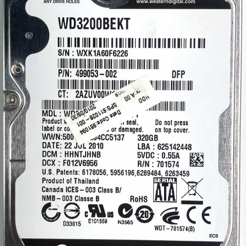 WD 3200BEKT-60V5T1 xxxTJxxx 22 Jul 2010