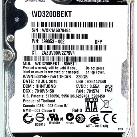 WD 3200BEKT-60V5T1 xxxTJxxx 18 Jul 2010
