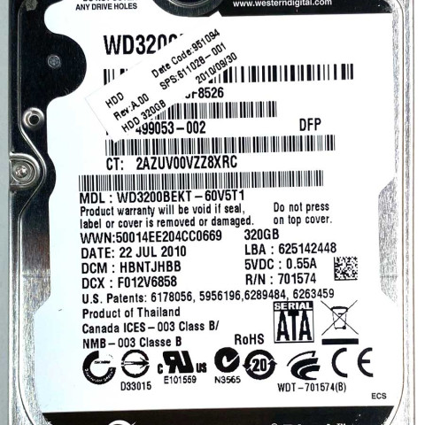 WD 3200BEKT-60V5T1 xxxTJxxx 22 Jul 2010