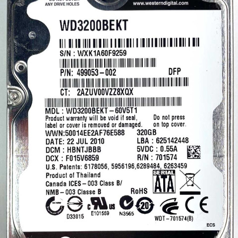 WD 3200BEKT-60V5T1 xxxTJxxx 22 Jul 2010