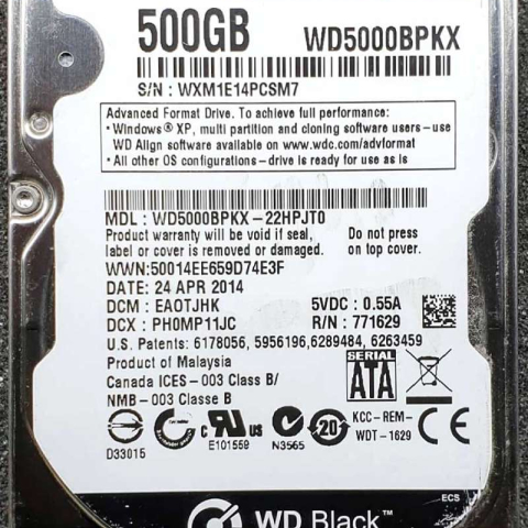 WD 5000BPKX-22HPJT0 xxxTJxxx 24 Apr 2014